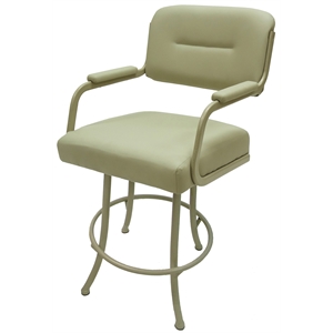Swivel Counter 26&quot Bar Stool - M-110 - Ocean Beige Vinyl - Beige Metal