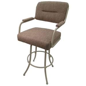Swivel 30&quot Bar Stool - M-110 - Basin Beige Fabric - Beige Metal Frame