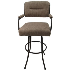 Swivel Extra Tall 34-35&quot Bar Stool - M-110 Basin Beige Fabric on Brown Metal