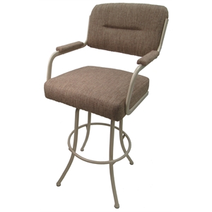 Swivel Extra Tall 34-35&quot Bar Stool - M-110 Basin Beige Fabric on Beige Metal