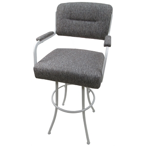 Swivel Extra Tall 34-35&quot Bar Stool - M-110 Mojave Gray Fabric on White Metal