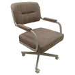 M-110 Swivel Dining Caster Chair on Wheels - Basin Beige Fabric on Beige