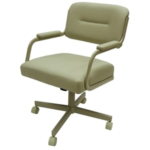 M-110 Swivel Dining Caster Chair on Wheels - Ocean Beige Vinyl on Beige Metal