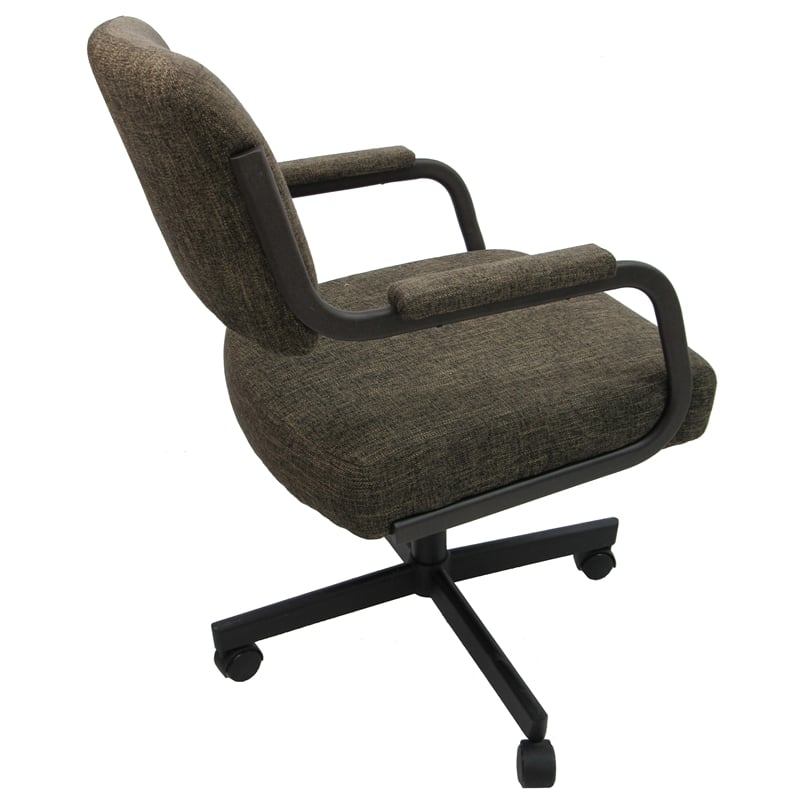 M-110 Swivel Dining Caster Chair on Wheels - Sanora Brown Fabric Brown Frame