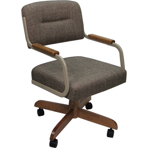 Swivel Tilt Kitchen Caster Chair with Wheels M-115 - Checkered Brown - Beige