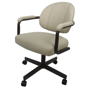 Swivel Tilt Kitchen Caster Chair with Wheels M-70 - Ocean Beige Vinyl - Coffee