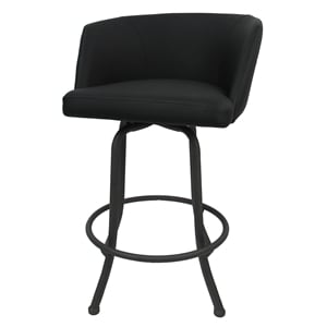 Swivel Counter Metal Bar Stool 26&quot Joey - Black Lava Vinyl - Gray Frame