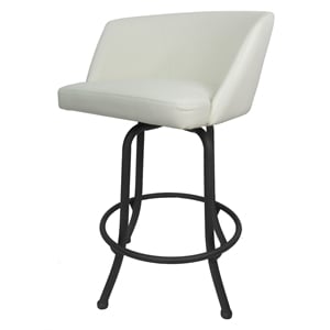 Swivel Counter Metal Bar Stool 26&quot Joey - Snow White Vinyl - Grey Frame