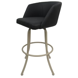 Swivel Counter Metal Bar Stool 26&quot Joey - Black Lava Vinyl - Beige