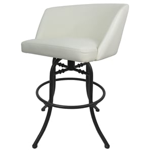 Swivel Tilt Counter Metal Bar Stool 26&quot Joey - Snow White Vinyl - Black
