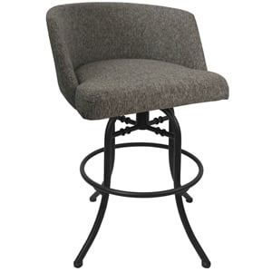 Swivel Tilt Metal Bar Stool 30&quot Seat - Joey - Mojave Gray Fabric - Black