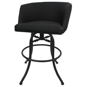 Swivel Tilt Metal Bar Stool 30&quot Seat - Joey - Black Lava Vinyl - Black
