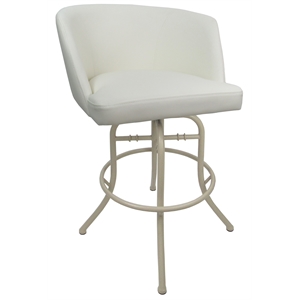 Swivel Tilt Counter Metal Bar Stool 26&quot Seat - Joey - Snow White Vinyl - Beige