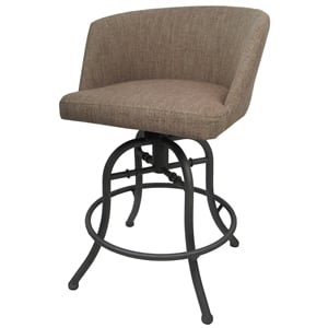 Swivel Tilt Counter Metal Bar Stool 26&quot Seat - Joey - Basin Beige Fabric - Gray