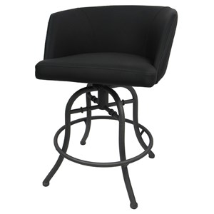 Swivel Tilt Counter Metal Bar Stool 26&quot Seat - Joey - Black Lava Vinyl - Gray