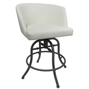 Swivel Tilt Counter Metal Bar Stool 26&quot Seat - Joey - Snow White Vinyl - Gray