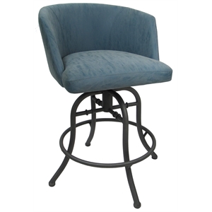 Swivel Tilt Counter Metal Bar Stool 26&quot Joey - Topaz Turquoise Vinyl - Gray