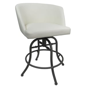 Swivel Tilt Metal Bar Stool 30&quot Seat - Joey - Snow White Vinyl - Gray
