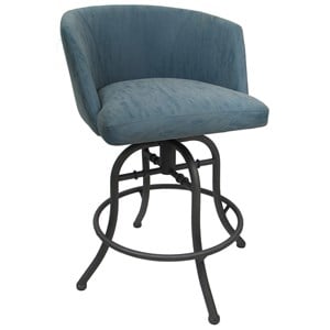 Swivel Tilt Metal Bar Stool 30&quot Seat - Joey - Topaz Turquoise Vinyl - Gray