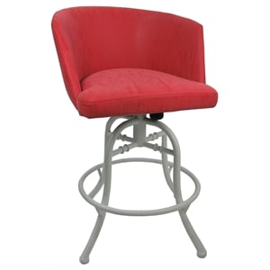Swivel Tilt Counter Metal Bar Stool 26&quot Seat - Joey - Ruby Vinyl - White