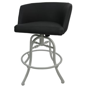Swivel Tilt Metal Bar Stool 30&quot Joey - Black Lava Vinyl - White