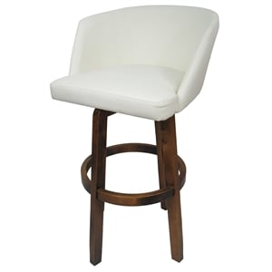 Swivel Counter Wood Bar Stool 26&quot Joey - Vivian - Snow White Vinyl - Dark Moca