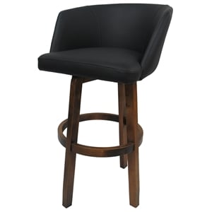 Extra Tall Swivel Wood Stool 34&quot Joey - Vivian - Black Lava Vinyl - Dark Moca