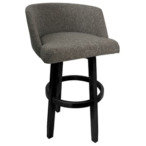Swivel Counter Wood Bar Stool 26&quot Joey - Vivian - Mojave Gray Fabric - Black
