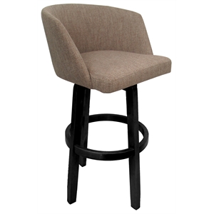 Swivel Wood Bar Stool 30&quot Joey - Vivian - Basin Beige Fabric - Black