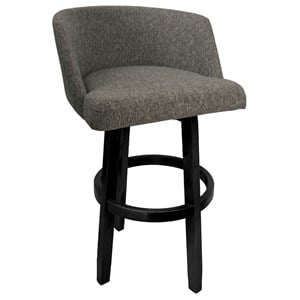 Extra Tall Swivel Wood Bar Stool 34&quot Joey - Vivian - Mojave Gray Fabric - Black
