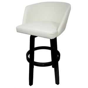 Extra Tall Swivel Wood Bar Stool 34&quot Joey - Vivian - Snow White Vinyl - Black