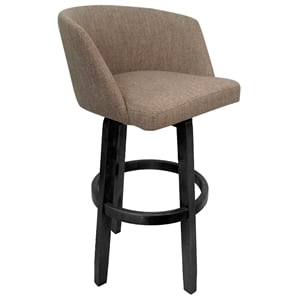 Swivel Counter Wood Bar Stool 26&quot Joey - Vivian - Basin Beige Fabric - Gray