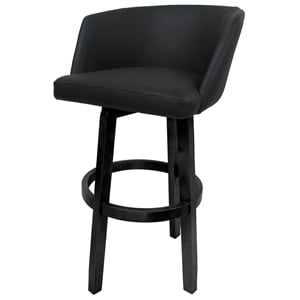 Swivel Wood Bar Stool 30&quot Seat - Joey - Vivian - Black Lava Vinyl - Gray Frame