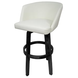 Swivel Wood Bar Stool 30&quot Joey - Vivian - Snow White Vinyl - Gray