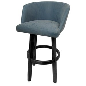 Swivel Wood Bar Stool 30&quot Joey - Vivian - Topaz Turquoise Vinyl - Gray