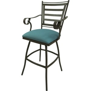 Outdoor Extra Tall Swivel Bar Stool 35&quot Seat - Jenna - Aqua Fabric - Beige