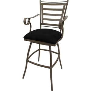Outdoor Patio Extra Tall Swivel Stool 35&quot - Jenna - Black Fabric - Beige Frame