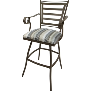 Outdoor Extra Tall Swivel Bar Stool 35&quot Jenna - Multi Tan Fabric - Black Metal