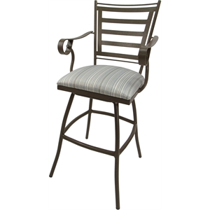 Outdoor Patio Extra Tall Swivel Bar Stool 35&quot - Jenna - Cream Fabric on Beige