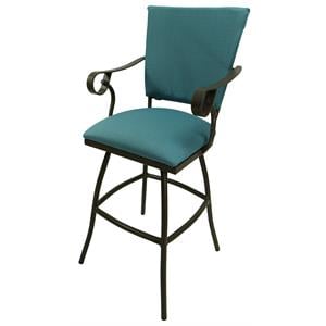 Outdoor Swivel Extra Tall Bar Stool 34&quot Seat - Jenna - Aqua Fabric - Beige