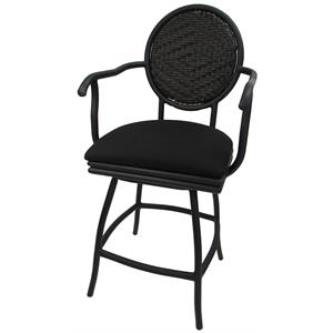 Swivel Counter 26&quot Bar Stool - Adelle - Black Powder Coated Frame