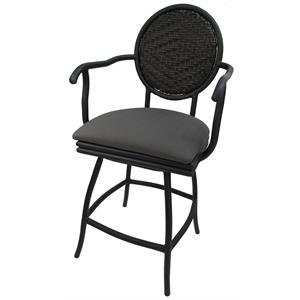 Swivel Counter 26&quot Bar Stool - Adelle - Black Powder Coated Frame