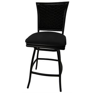Outdoor Swivel Counter Stool 26&quot Seat - Erin - Black Fabric - Black Metal