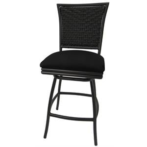 Outdoor Swivel Counter Stool 26&quot Seat - Erin - Black Fabric - Brown Metal