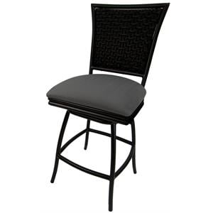 Outdoor Swivel Counter Stool 26&quot Seat - Erin - Dark Gray Fabric - Black Metal