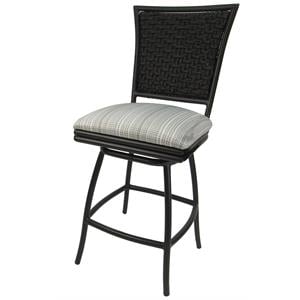 Outdoor Swivel Counter Stool 26&quot -Erin- Natural Fun Cream Fabric - Brown Metal