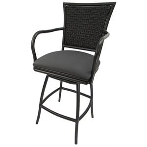 Outdoor Swivel Counter Stool 26&quot - Erin - Dark Gray Fabric - Brown Metal