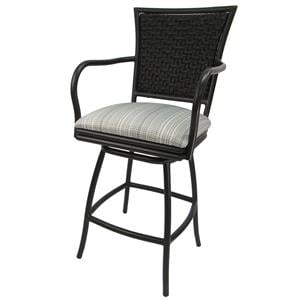 Outdoor Swivel Counter Stool 26&quot -Erin Natural Fun Cream Fabric - Brown Metal