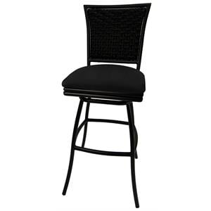 Outdoor Swivel Bar Stool 30&quot Seat - Erin - Black Fabric - Black Metal
