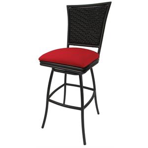 Outdoor Swivel Bar Stool 30&quot Seat - Erin - Red Fabric - Brown Metal Frame